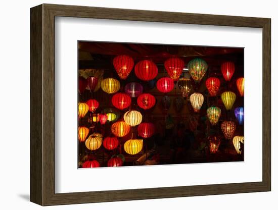 Lantern shop at night, Hoi An, Vietnam-David Wall-Framed Photographic Print