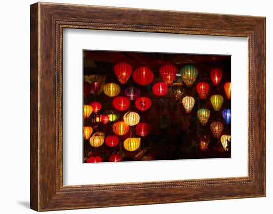 Lantern shop at night, Hoi An, Vietnam-David Wall-Framed Photographic Print