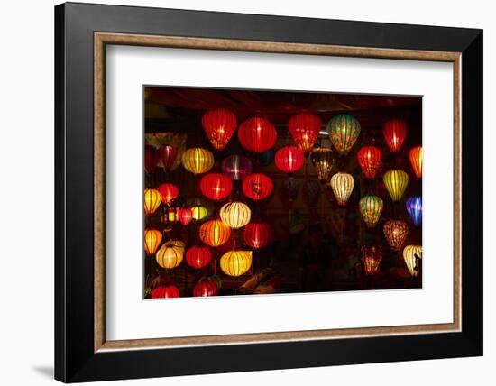 Lantern shop at night, Hoi An, Vietnam-David Wall-Framed Photographic Print