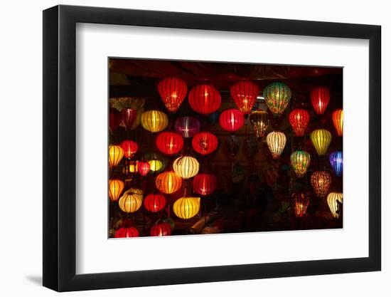 Lantern shop at night, Hoi An, Vietnam-David Wall-Framed Photographic Print