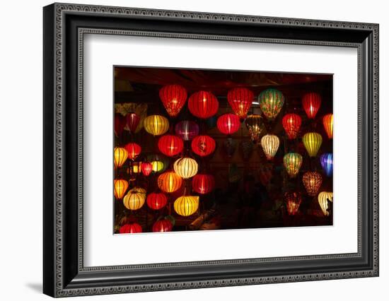 Lantern shop at night, Hoi An, Vietnam-David Wall-Framed Photographic Print