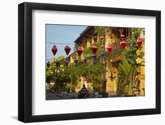 Lanterns and restaurants, Hoi An, Vietnam-David Wall-Framed Photographic Print