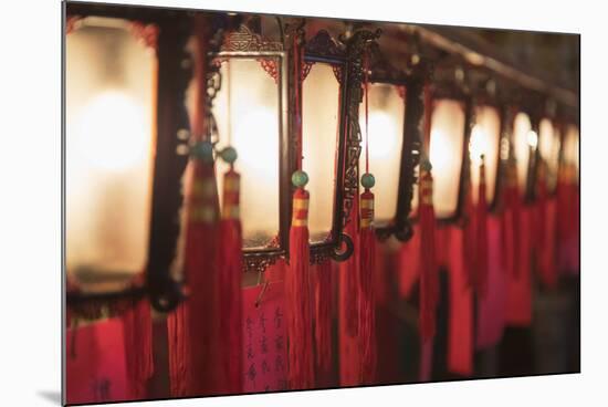 Lanterns at Man Mo Temple, Sheung Wan, Hong Kong Island, Hong Kong, China-Ian Trower-Mounted Photographic Print