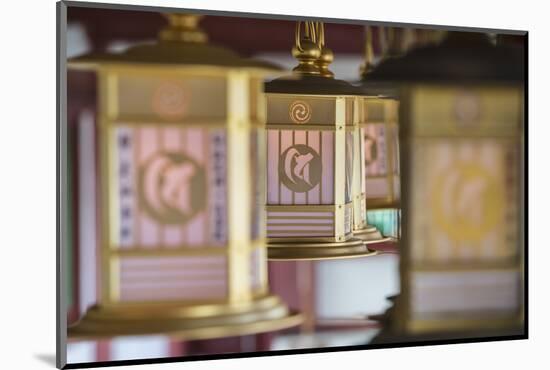 Lanterns at Shitenno-Ji Temple, Tennoji, Osaka, Kansai, Japan-Ian Trower-Mounted Photographic Print