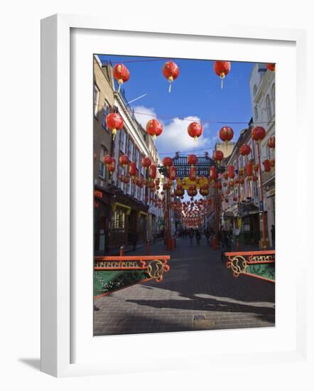 Lanterns Decorate Gerrard Street, Soho During Chinese New Year Celebrations, Chinatown, London-Amanda Hall-Framed Photographic Print