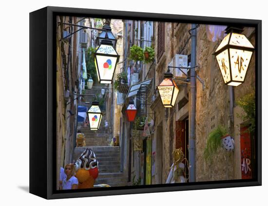 Lanterns, Dubrovnik, Dalmatia, Croatia-Neil Farrin-Framed Premier Image Canvas