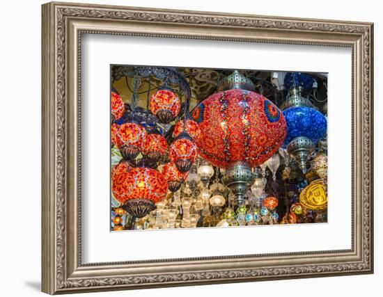 Lanterns Hanging in a Shop Inside the Grand Bazaar, Istanbul, Turkey-Stefano Politi Markovina-Framed Photographic Print