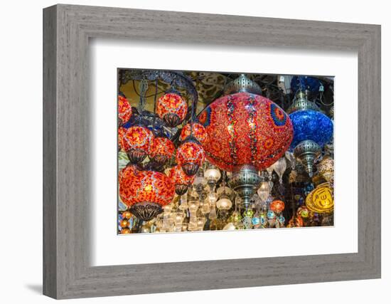 Lanterns Hanging in a Shop Inside the Grand Bazaar, Istanbul, Turkey-Stefano Politi Markovina-Framed Photographic Print