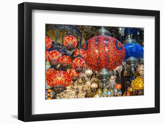 Lanterns Hanging in a Shop Inside the Grand Bazaar, Istanbul, Turkey-Stefano Politi Markovina-Framed Photographic Print