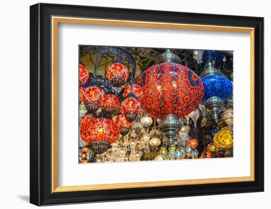 Lanterns Hanging in a Shop Inside the Grand Bazaar, Istanbul, Turkey-Stefano Politi Markovina-Framed Photographic Print