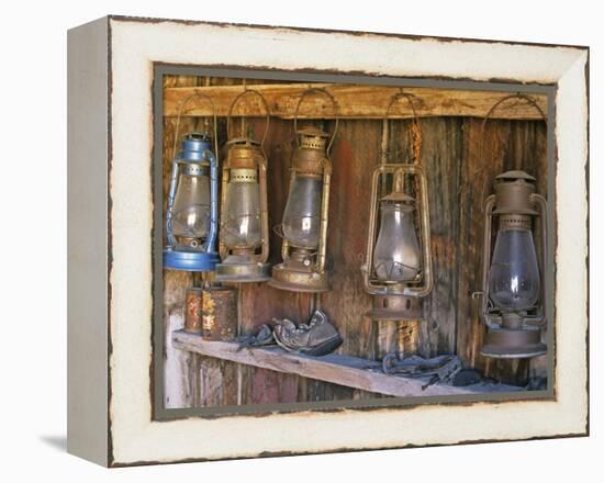 Lanterns Inside Boone's General Store, Abandoned Mining Town of Bodie, Bodie State Historic Park-Dennis Flaherty-Framed Premier Image Canvas