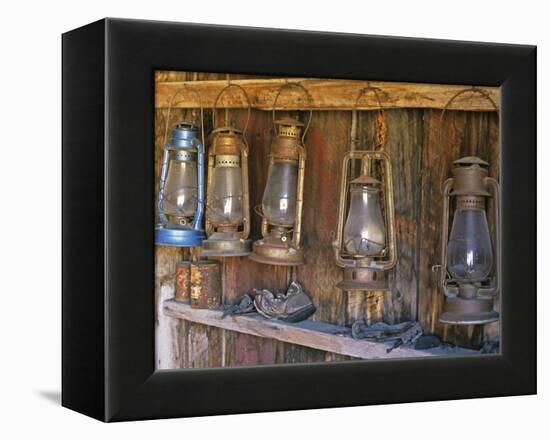 Lanterns Inside Boone's General Store, Abandoned Mining Town of Bodie, Bodie State Historic Park-Dennis Flaherty-Framed Premier Image Canvas