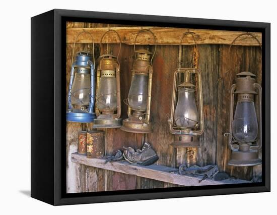 Lanterns Inside Boone's General Store, Abandoned Mining Town of Bodie, Bodie State Historic Park-Dennis Flaherty-Framed Premier Image Canvas