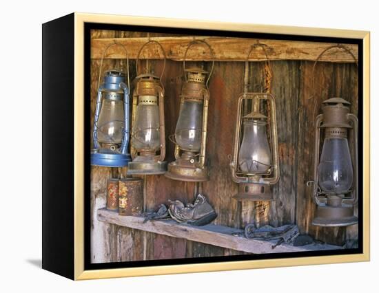 Lanterns Inside Boone's General Store, Abandoned Mining Town of Bodie, Bodie State Historic Park-Dennis Flaherty-Framed Premier Image Canvas