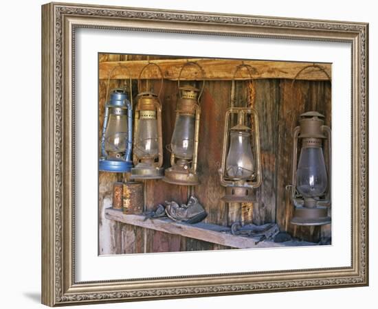 Lanterns Inside Boone's General Store, Abandoned Mining Town of Bodie, Bodie State Historic Park-Dennis Flaherty-Framed Photographic Print