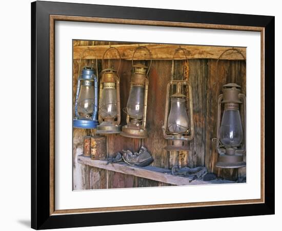 Lanterns Inside Boone's General Store, Abandoned Mining Town of Bodie, Bodie State Historic Park-Dennis Flaherty-Framed Photographic Print