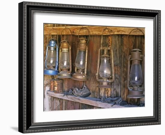 Lanterns Inside Boone's General Store, Abandoned Mining Town of Bodie, Bodie State Historic Park-Dennis Flaherty-Framed Photographic Print