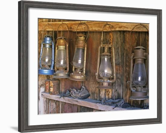 Lanterns Inside Boone's General Store, Abandoned Mining Town of Bodie, Bodie State Historic Park-Dennis Flaherty-Framed Photographic Print