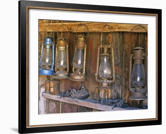 Lanterns Inside Boone's General Store, Abandoned Mining Town of Bodie, Bodie State Historic Park-Dennis Flaherty-Framed Photographic Print