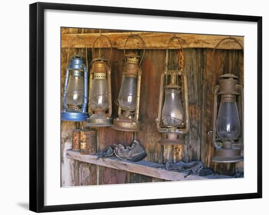 Lanterns Inside Boone's General Store, Abandoned Mining Town of Bodie, Bodie State Historic Park-Dennis Flaherty-Framed Photographic Print