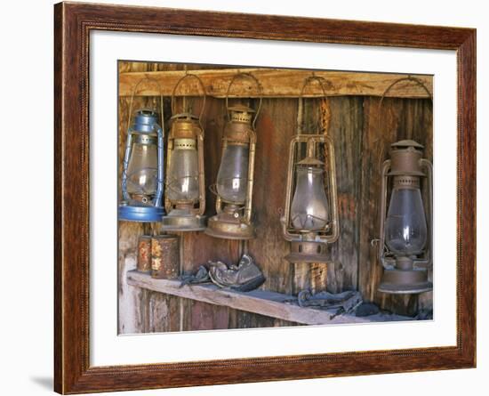 Lanterns Inside Boone's General Store, Abandoned Mining Town of Bodie, Bodie State Historic Park-Dennis Flaherty-Framed Photographic Print