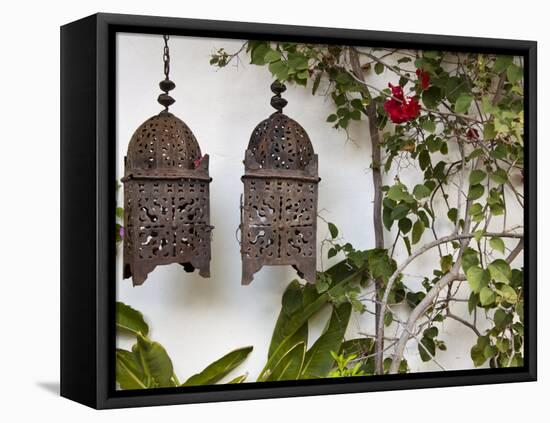 Lanterns on Wall, Betancuria, Fuerteventura, Canary Islands, Spain-Jon Arnold-Framed Premier Image Canvas