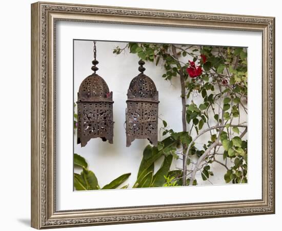 Lanterns on Wall, Betancuria, Fuerteventura, Canary Islands, Spain-Jon Arnold-Framed Photographic Print