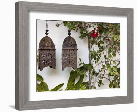 Lanterns on Wall, Betancuria, Fuerteventura, Canary Islands, Spain-Jon Arnold-Framed Photographic Print