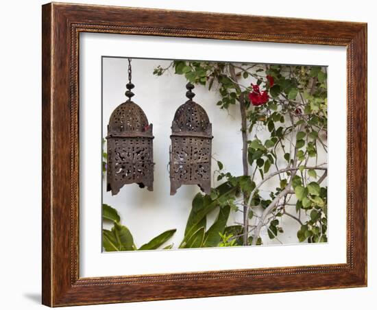 Lanterns on Wall, Betancuria, Fuerteventura, Canary Islands, Spain-Jon Arnold-Framed Photographic Print