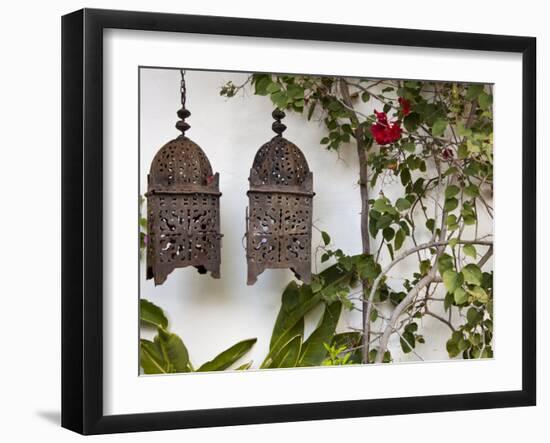 Lanterns on Wall, Betancuria, Fuerteventura, Canary Islands, Spain-Jon Arnold-Framed Photographic Print