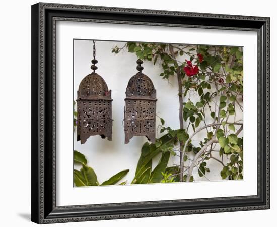 Lanterns on Wall, Betancuria, Fuerteventura, Canary Islands, Spain-Jon Arnold-Framed Photographic Print