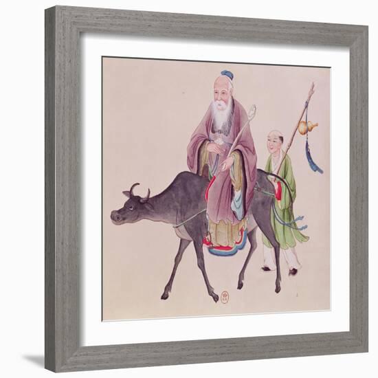 Lao-Tzu on His Buffalo, Followed by a Disciple-null-Framed Giclee Print