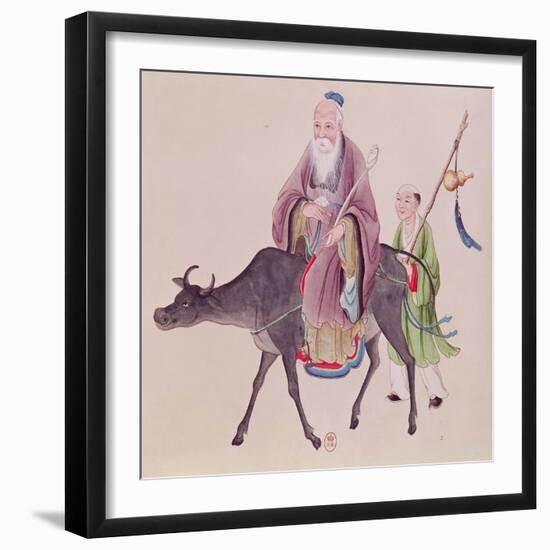 Lao-Tzu on His Buffalo, Followed by a Disciple-null-Framed Giclee Print