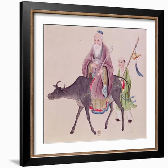 Lao-Tzu on His Buffalo, Followed by a Disciple-null-Framed Giclee Print