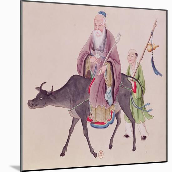 Lao-Tzu on His Buffalo, Followed by a Disciple-null-Mounted Giclee Print