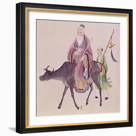 Lao-Tzu on His Buffalo, Followed by a Disciple-null-Framed Giclee Print