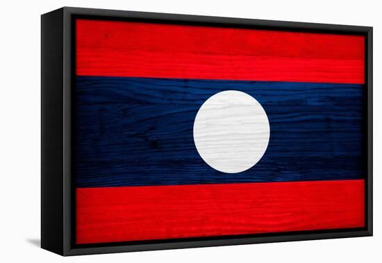 Laos Flag Design with Wood Patterning - Flags of the World Series-Philippe Hugonnard-Framed Stretched Canvas