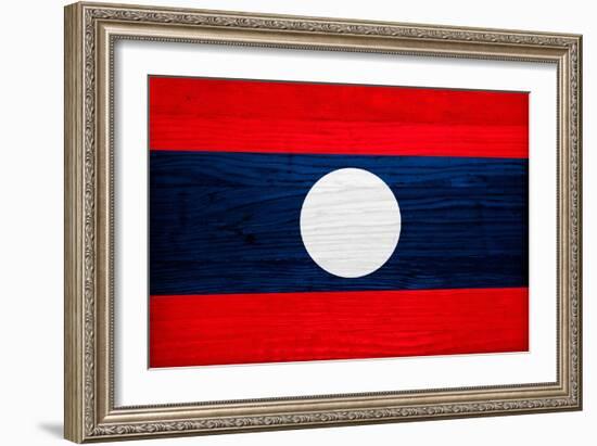 Laos Flag Design with Wood Patterning - Flags of the World Series-Philippe Hugonnard-Framed Art Print