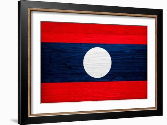 Laos Flag Design with Wood Patterning - Flags of the World Series-Philippe Hugonnard-Framed Art Print