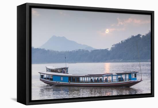 Laos, Luang Prabang. Riverboats on the Mekong River.-Walter Bibikow-Framed Premier Image Canvas