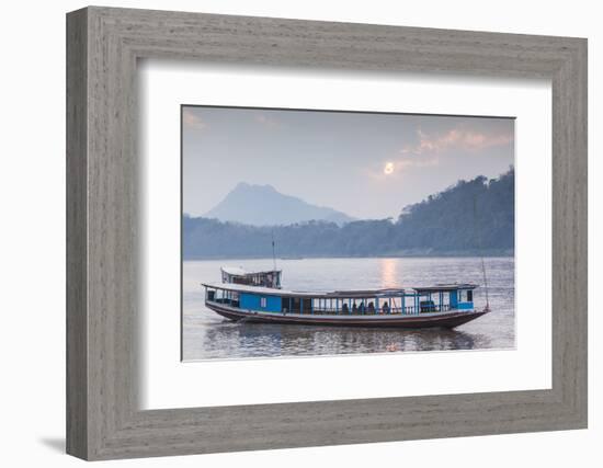 Laos, Luang Prabang. Riverboats on the Mekong River.-Walter Bibikow-Framed Photographic Print