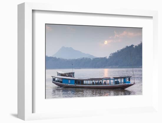 Laos, Luang Prabang. Riverboats on the Mekong River.-Walter Bibikow-Framed Photographic Print