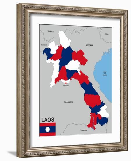 Laos Map-tony4urban-Framed Art Print