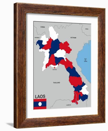 Laos Map-tony4urban-Framed Art Print