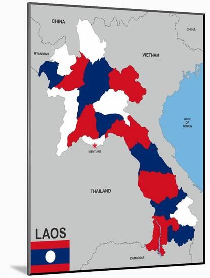 Laos Map-tony4urban-Mounted Art Print