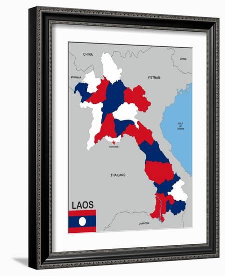 Laos Map-tony4urban-Framed Art Print