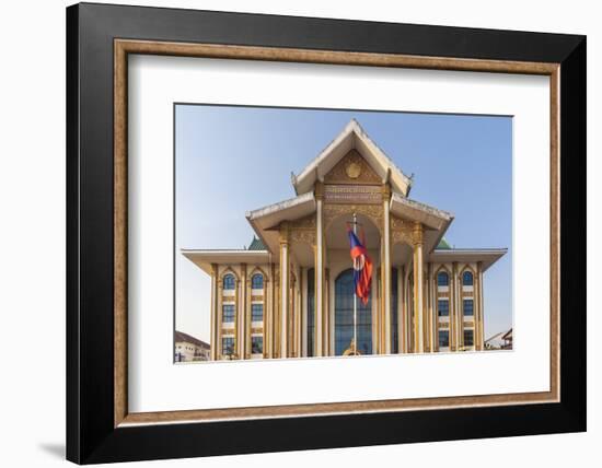 Laos, Vientiane. Lao National Culture Hall exterior.-Walter Bibikow-Framed Photographic Print