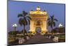 Laos, Vientiane. Patuxai, Victory Monument exterior at dusk.-Walter Bibikow-Mounted Photographic Print