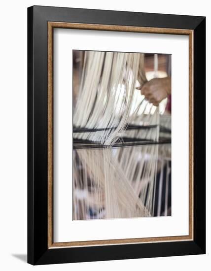 Laos, Vientiane. Traditional Lao textile loom.-Walter Bibikow-Framed Photographic Print