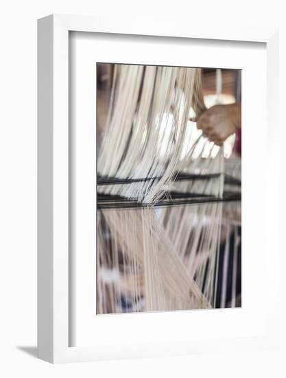 Laos, Vientiane. Traditional Lao textile loom.-Walter Bibikow-Framed Photographic Print